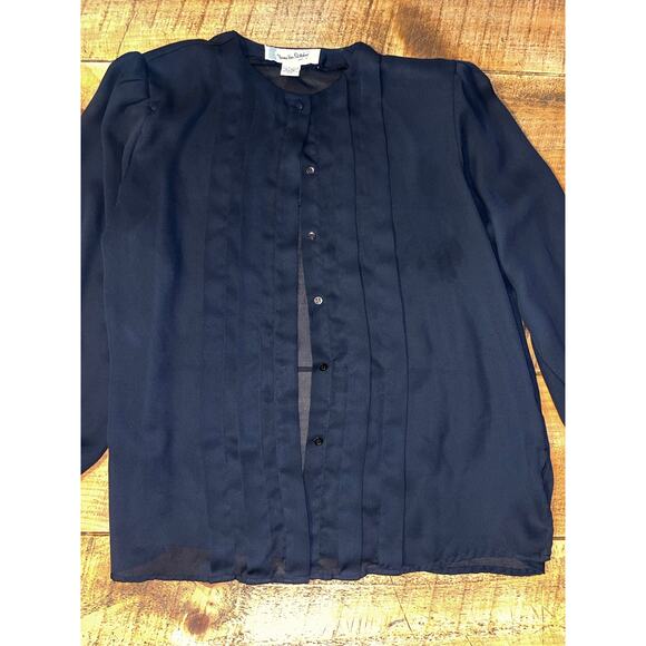 Womens Diane von Furstenberg Black Long Sleeve Soft Button Down Blouse Size 12 - Picture 1 of 7